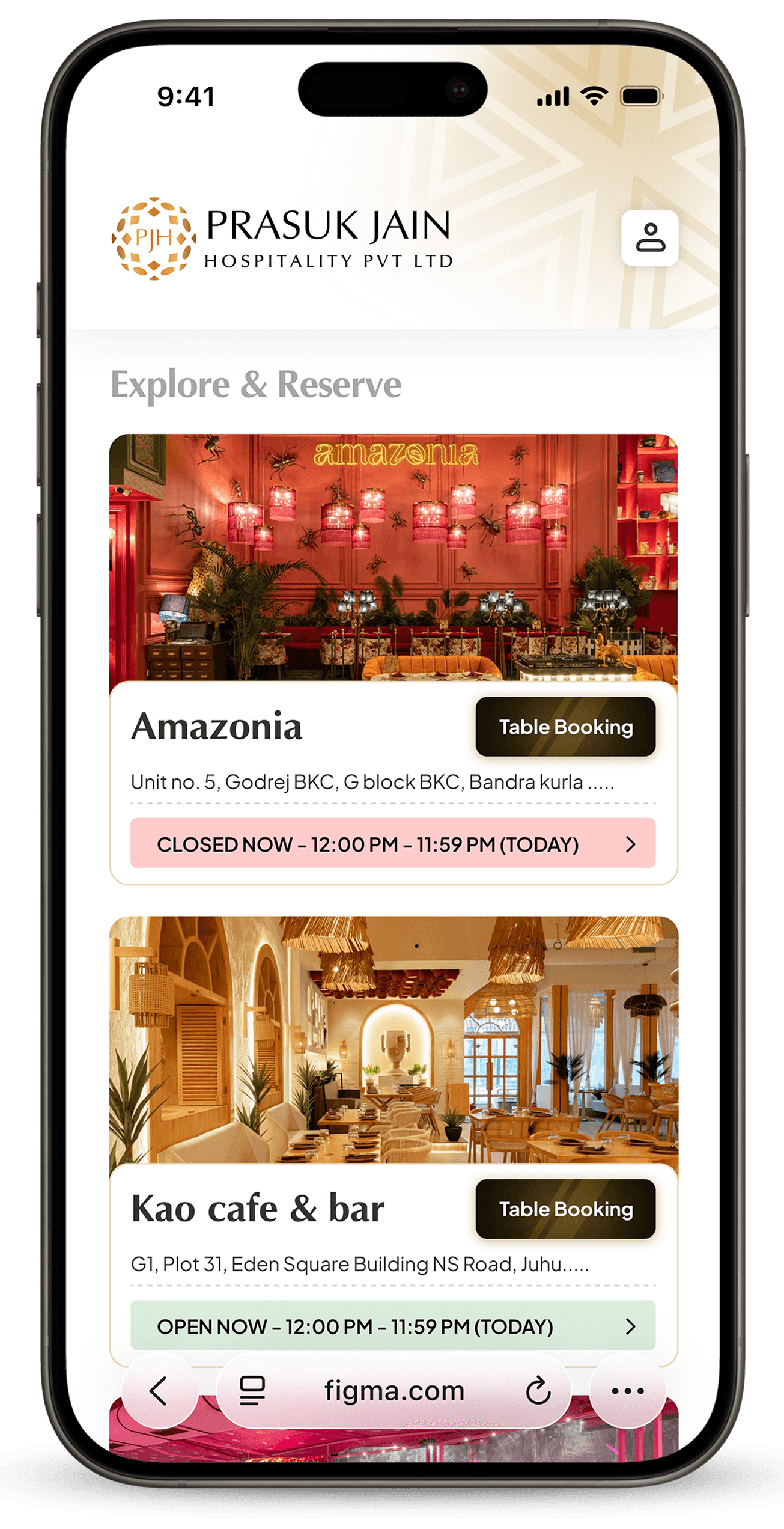 PJH App on iPhone